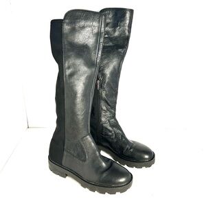 Vince Camuto Tencoli Leather Knee High Stretch Back Platform Boot Black Size 8.5
